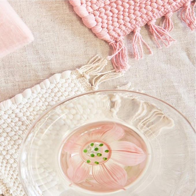 Handcrafted Chindi Rag Rug Coaster – 100% Cotton, Handwoven, Colorful & Eco-Friendly | Boho Style Drink Mat for Home, Kitchen, or Table Décor - Peony