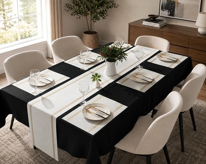 FAVE 4-Pack Woven Vinyl Table Runners, 120x12 Inch White - Image 6