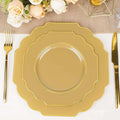 Gold Hard Plastic Dessert Plates, 50 Pack 8" Disposable Round Baroque Plates by TCFLinen