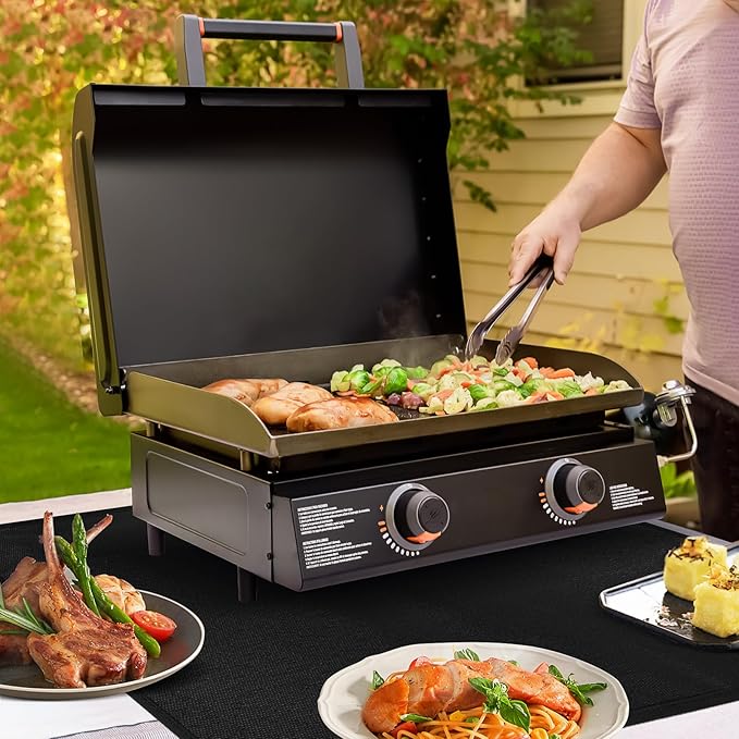 24 x 24in Heat Resistant Grill Mats for Outdoor Tabletop Grill to Protect Your Prep Grill Table, Heat Resistant Mats for Countertop, Fire Proof & Water Proof & Oil Proof BBQ Mat - Black-0.5mm