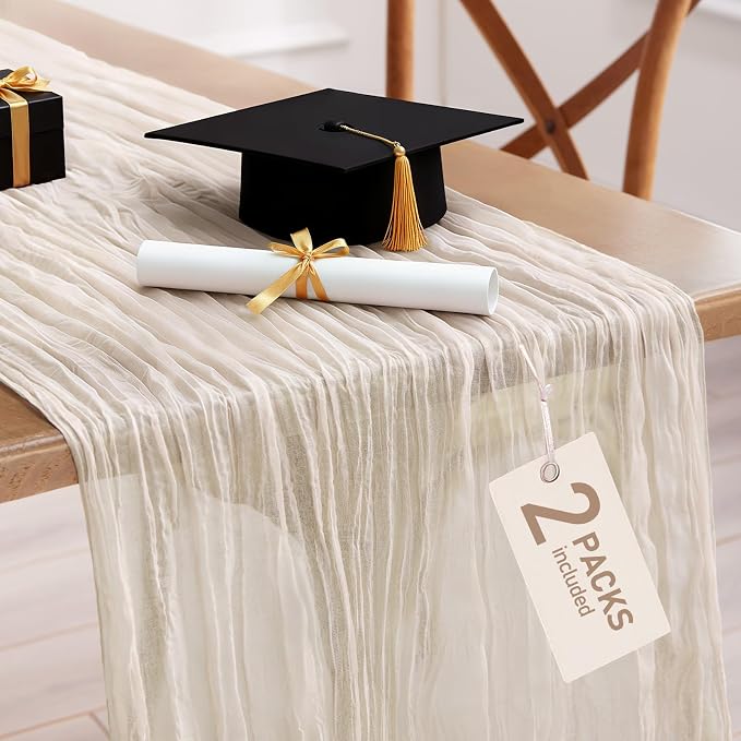 Pureegg 2-Pack Cheesecloth Table Runner, Decorations by Pureegg