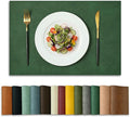 Artoid Mode Green Faux Leather Placemats Set of 6, 12x18 Inch Waterproof Wipeable Heat Resistant Vinyl Place Mats, Reversible Table Mats for St. Patrick's Day Dining Decor