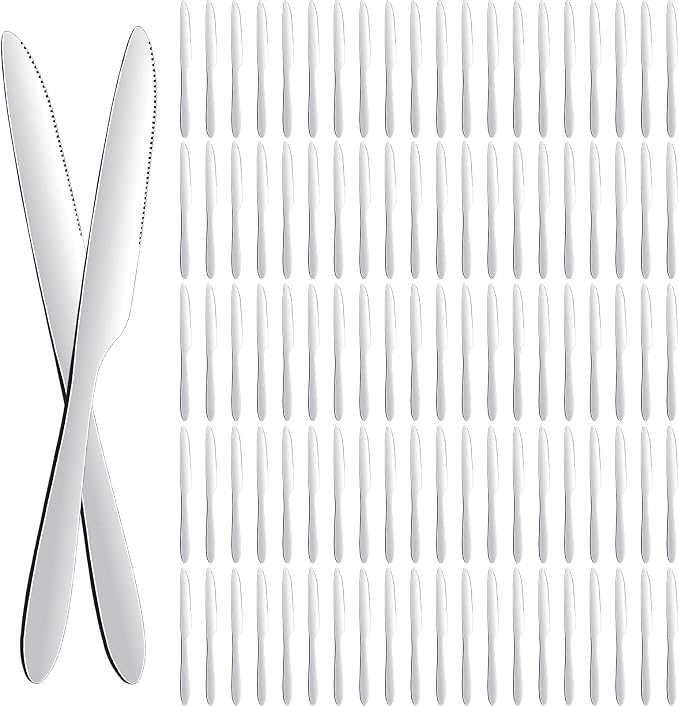 Nuenen 100 Pieces Dinner Knives Set, 8.3 Inches Durable Butter Knife Stainless by Nuenen