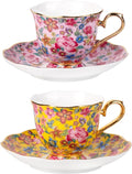 KAMMAK Tea Cup and Saucer, Ceramic Coffee Cups, 6.3 oz, Afternoon Tea and by KAMMAK
