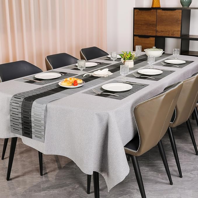 Table Runner 71 Inches Long, Vinyl Woven Farmhouse Table Runners | Washable - Image 6