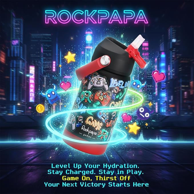rockpapa 14 oz Kids Insulated Water Bottle，Stainless Steel Toddler Cups - Image 2