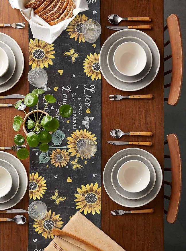 Retro Sunflower Table Runners 36 Inches Long, Spring Summer Farmhouse Table - Image 5