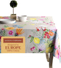 Maison d' Hermine Table Cloth Rectangle Table 100% Cotton 60 x 108 Inches Tablecloth Reusable Decorative for Dining Room Farmhouse Home Valentines Day Decorations Spring Summer - Jardin D'Ete - Fog
