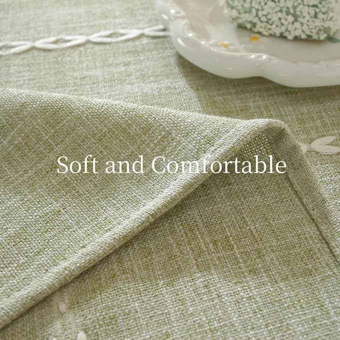 Zobesta Sage Green Tablecloth Rectangle 53 x 70 Inch, Cotton Green Table Cloth Rectangle Table, Washable Farmhouse Soft Boho Tablecloths Rectangular for Party, Holiday, Picnic, Dining, Outdoor,Fall