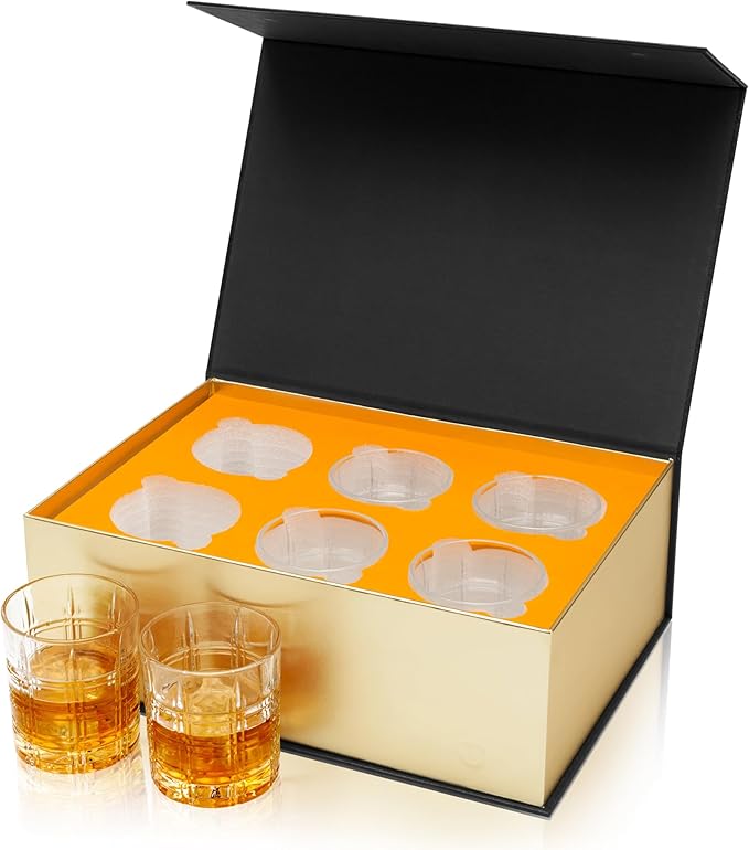 KANARS Crystal Whiskey Glasses, Set of 6 Premium Rocks Glasses in Elegant Gift Box, 10 Oz Old Fashioned Glass Tumblers for Bourbon, Scotch, Irish Whisky, Cocktails, Vodka, Liquor Drinking, Men Gifts