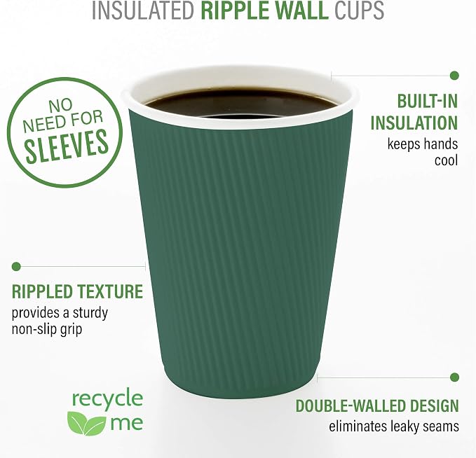 Restaurantware 8 Ounce Double Wall Disposable Coffee Cups, 500 Insulated Forest - Image 4