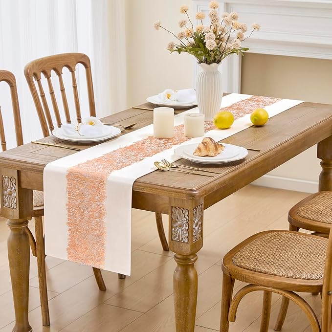 Metallic Style Rose Gold Table Runner, Table Runners 36 Inches Long | Cotton - Image 2