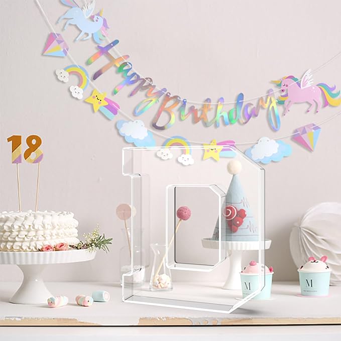13.8" Acrylic Letter Charcuterie Tray, Charcuterie Letters Fillable Box for Food, Reusable Serving Cake Candy Dish Display Tray for Birthday Anniversary Party Decoration (Letter D)