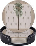 6 Pcs Tropical Plants in Summer Beach Palm Tree Leather Coasters by Jfniub