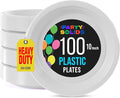 White Plastic Plates For Party 10" White Disposable Plates Heavy Duty 100 Pcs Plastic Dinnerware Sets Heavy Duty 350 GSM Disposable Dinnerware Set