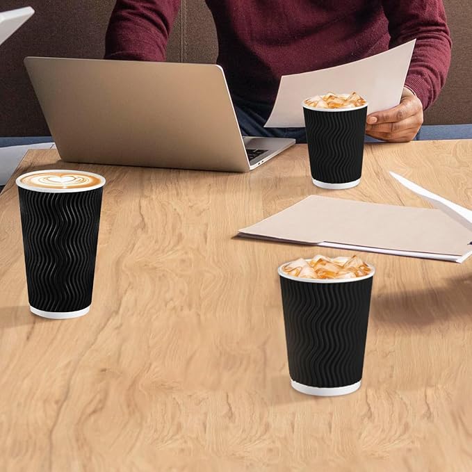 Lamosi 120 Pack 8 oz Disposable Coffee Cups, Insulated Corrugated Paper Cup | - Image 7