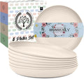 Homienly Wheat Straw Dinner Plates Set of 8, Unbreakable, Dishwasher & Microwave Safe, Modern Style, 9 inch, Beige