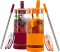 Pandaloo® Glass Cups With Lids and Straws -20 Fl Oz- Perfect Size Iced Coffee by Pandaloo