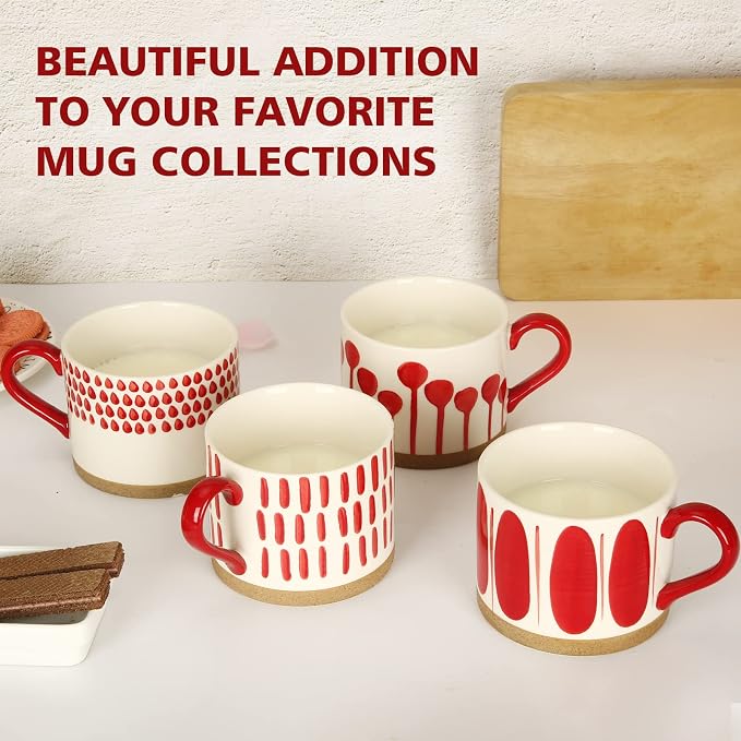 Koja Colorful Hand Painted Ceramic Mugs, 16 oz, Dishwasher Safe | Also - Image 6