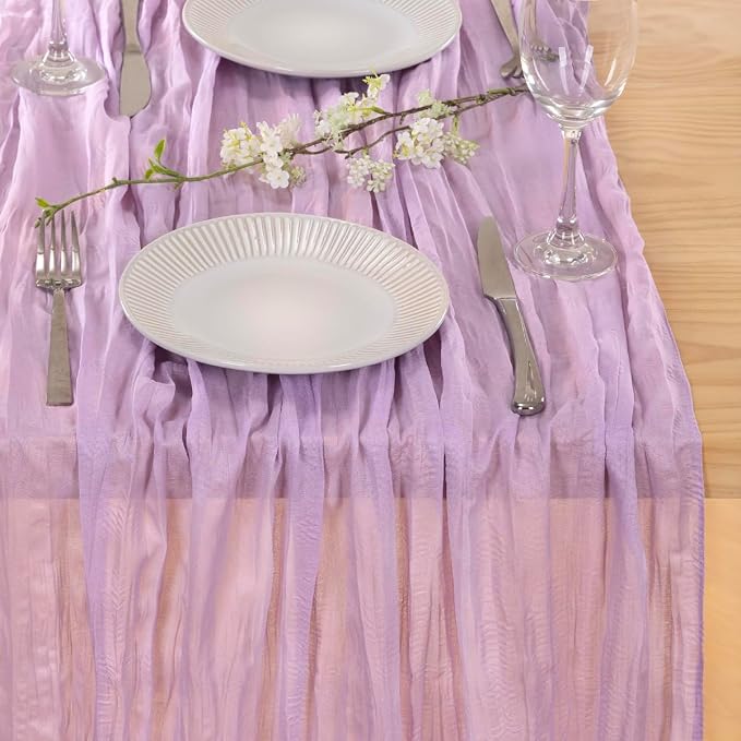 3 Pack Lilac Purple Cheesecloth Table Runner 10ft Boho Table Decor | - Image 3