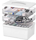 Citylife 3-Tier Medicine Cabinet Organizer,Medicine Cabinet First Aid Kit with Handle,Portable Multi-Purpose Storage Box Suitable for Family Emergency,Home,Travel,White