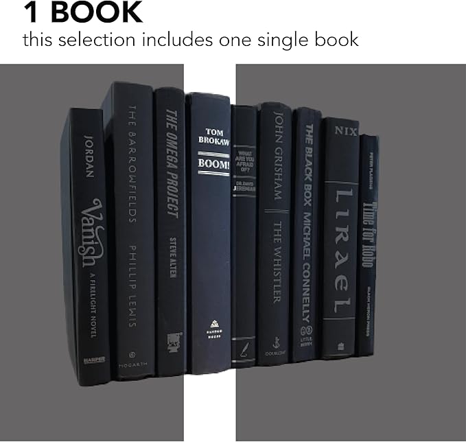 Real Books by Color® (1 Single, Black Silver) Decorative Bookshelf Home Decor Shelf Styling Photo Prop