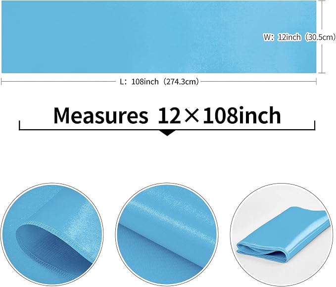 10-Pack Blue Satin Table Runner 12 x 108 Inch Long Bright and Smooth Silk - Image 3