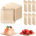 Irenare 200 Pcs Palm Leaf Plates and Wooden Forks Set, 6 Inch Bamboo Square Disposable Party Plates Compostable Tableware for Appetizers Wedding Picnic Dessert BBQ Camping Events