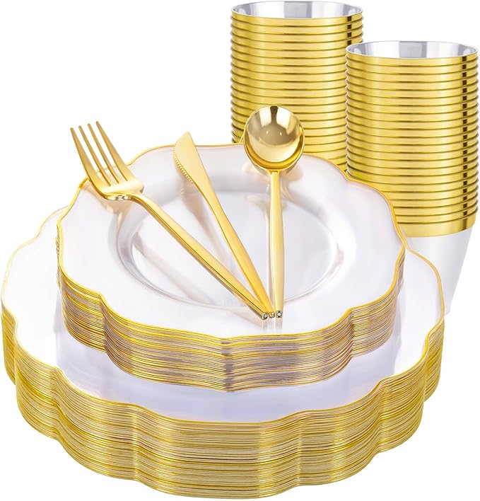 bUCLA 180PCS Clear Plastic Plates by BUCLA