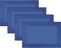 Vinyl Placemats Heat-Resistant Table Mats Washable Easy Clean Plastic Placemats for Dining Table Set of 4 (Blue)