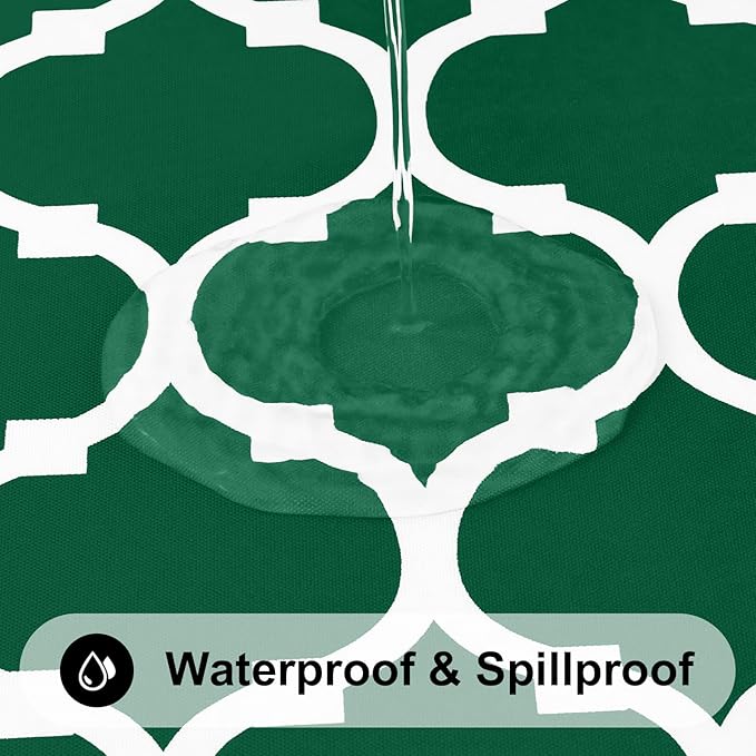 Smiry Rectangle Table Cloth, Waterproof Vinyl Tablecloth with Flannel Backing for Rectangle Tables, Wipeable Spillproof Plastic Tablecloths for Dining, Indoor and Outdoor (60"x102", Emerald Green)