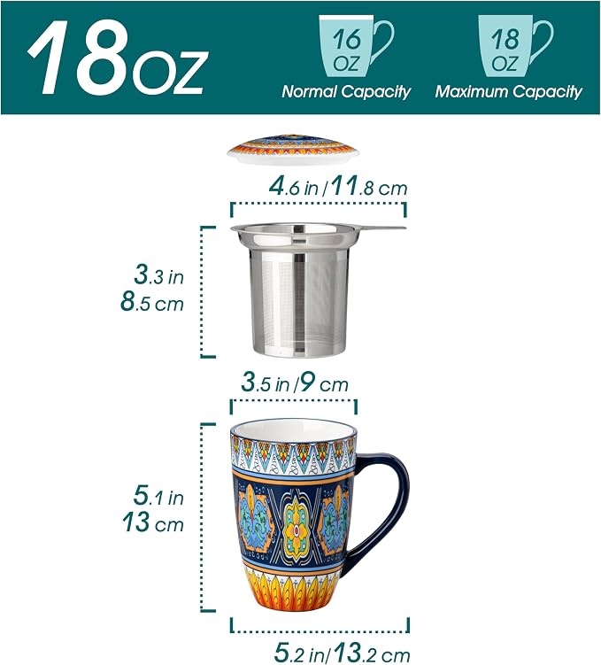 vancasso 18 Oz Tea Infuser Mug - Image 2