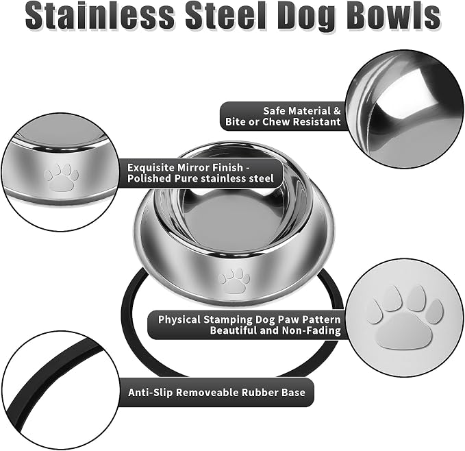 3Pcs Stainless Steel Dog Bowls Set - Image 4