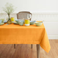 Solino Home Linen Tablecloth 52 x 52 Inch - 100% Pure Linen Tangerine Yellow Square Tablecloth - Fete, Machine Washable Table Throw for Spring