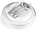 125-Piece White and Silver Fancy Plastic Plates Disposable by StockYourHome