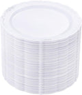 DaYammi 60PCS White and Silver Plastic Plates, Heavy Duty White and Silver Disposable Plates Premium 7.5inch White Dessert Cake Salad Appetizer Platos Hard Plastic Platos Disposable for Party Wedding