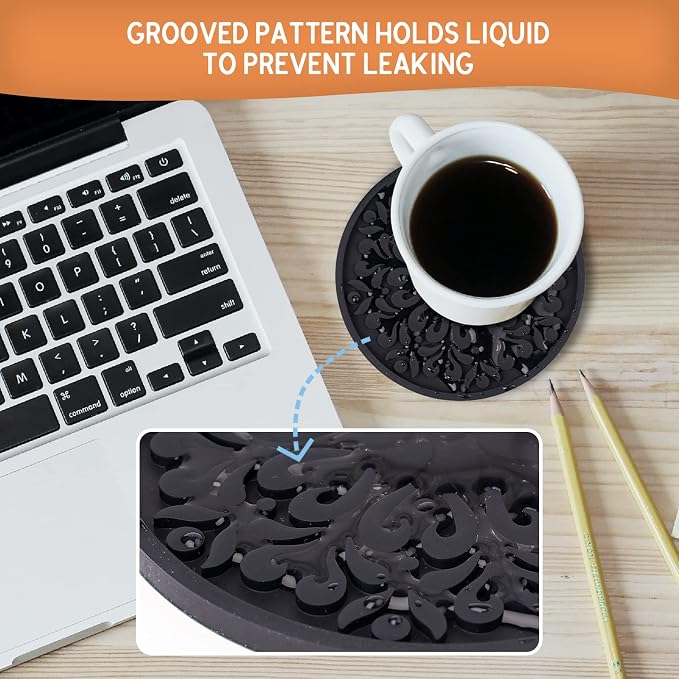 8 Pcs Boho Coasters for Drinks, Silicone Coasters - Image 4