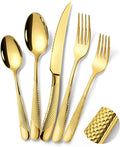 40-Piece Hammered Gold Silverware Set by Lemeya