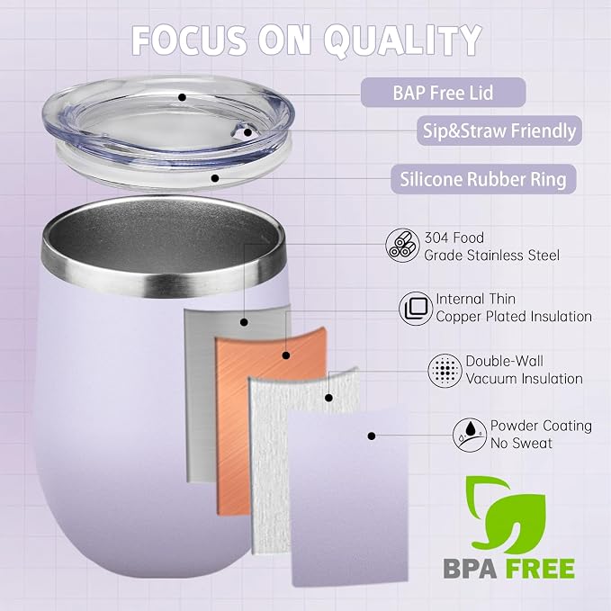12oz/4 Pack Stainless Steel Wine Tumbler - Image 3