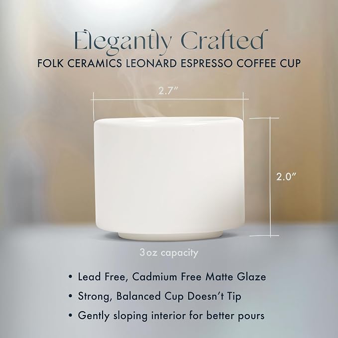 Folk Ceramics Leonard Ceramic Espresso Cups | Modern Stackable Demitasse Mugs - Image 4