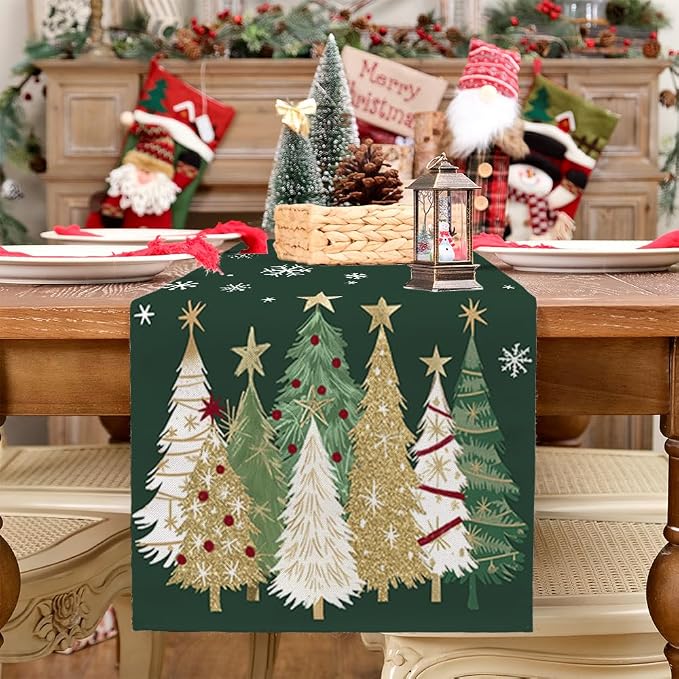 Christmas Table Runner 13x90 Inch, Xmas Trees Snowflakes Holiday Decorative - Image 7