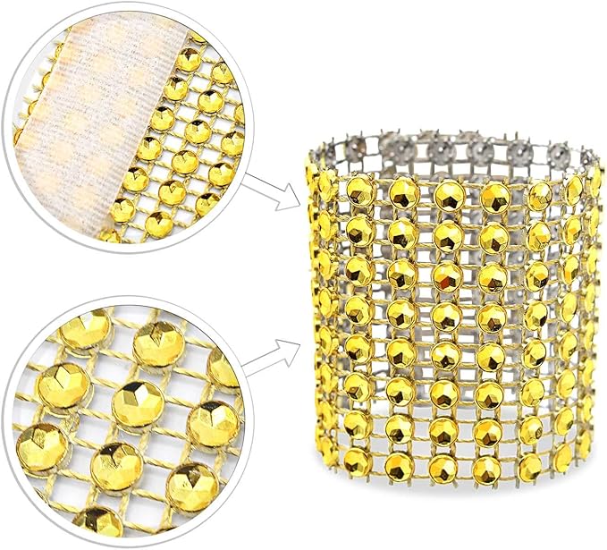 KPOSIYA Napkin Rings, Pack of 60 Rhinestone Napkin Rings Diamond Adornment for Place Settings, Wedding Receptions, Dinner or Holiday Parties, Family Gatherings (60, Gold)