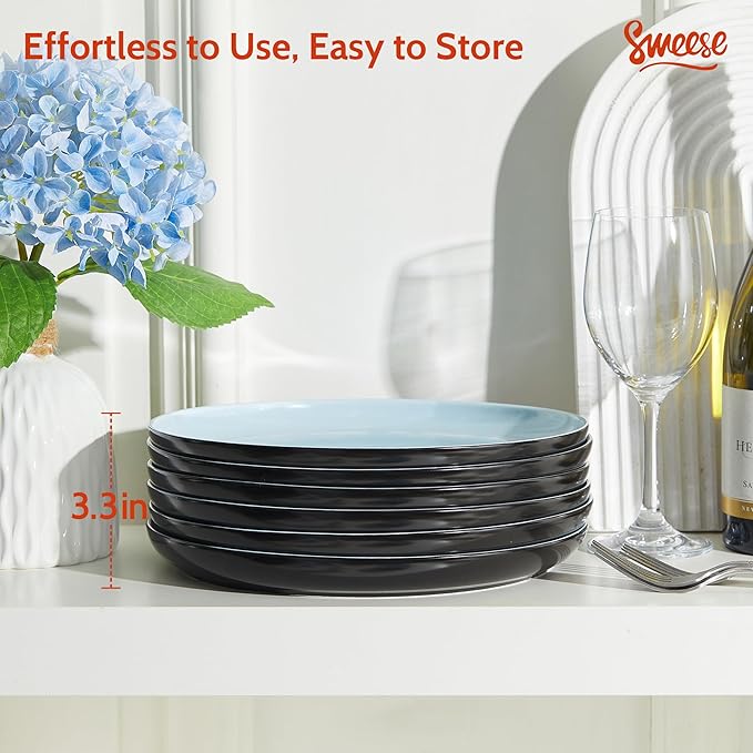Sweese Porcelain Dinner Plates Set of 6, 10 Inch Lightweight Round Dish Set - Image 5
