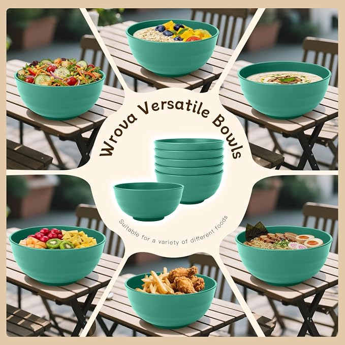 Wheat Straw Bowls 60oz, Unbreakable Large Cereal Bowls Set of 6, Plastic Bowls - Image 5