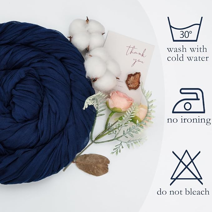 12 Pack Navy Blue Cheesecloth Table Runner 17 x 108 Inch | Boho Gauze Cheese - Image 4