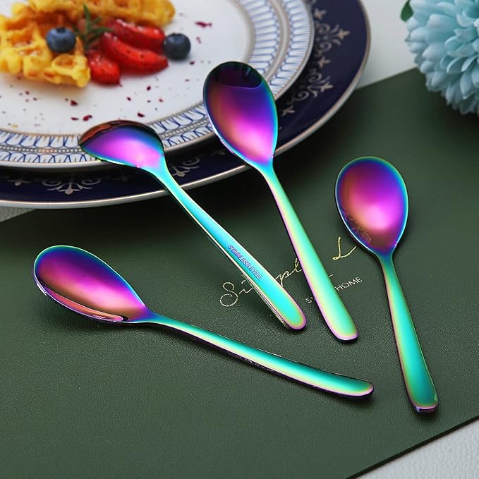 Rainbow Demitasse Espresso Spoons, 5.5'' Mini Coffee Spoons, Stainless Steel - Image 4