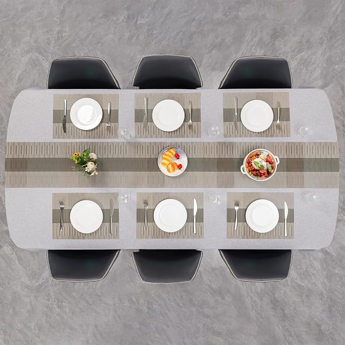 Table Runner 53 Inches Long, Vinyl Woven Farmhouse Table Runners | Washable - Image 8
