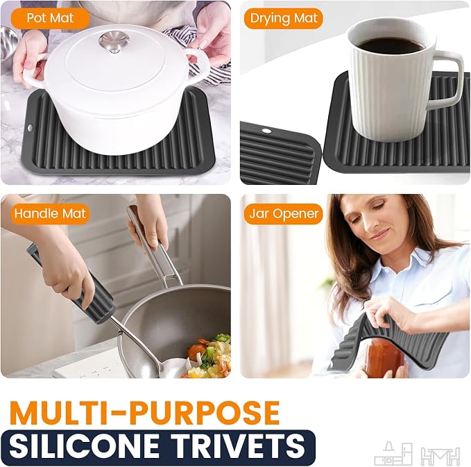 Silicone Trivet Mats 4 Heat Resistant Pot Holders Multipurpose Non-Slip Hot Pads - Image 3