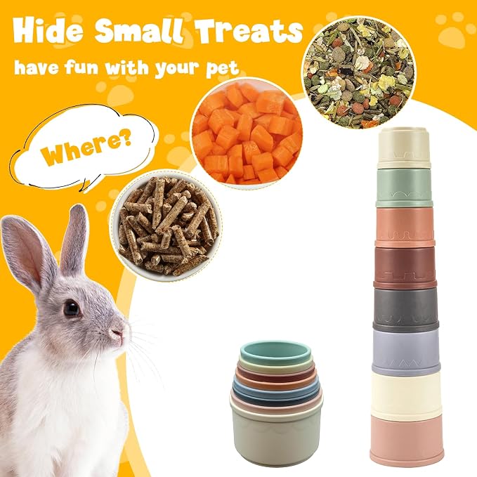 8 Pcs Stacking Cups for Small Animal Toys, Nesting Rabbit Toys of Different - Image 4