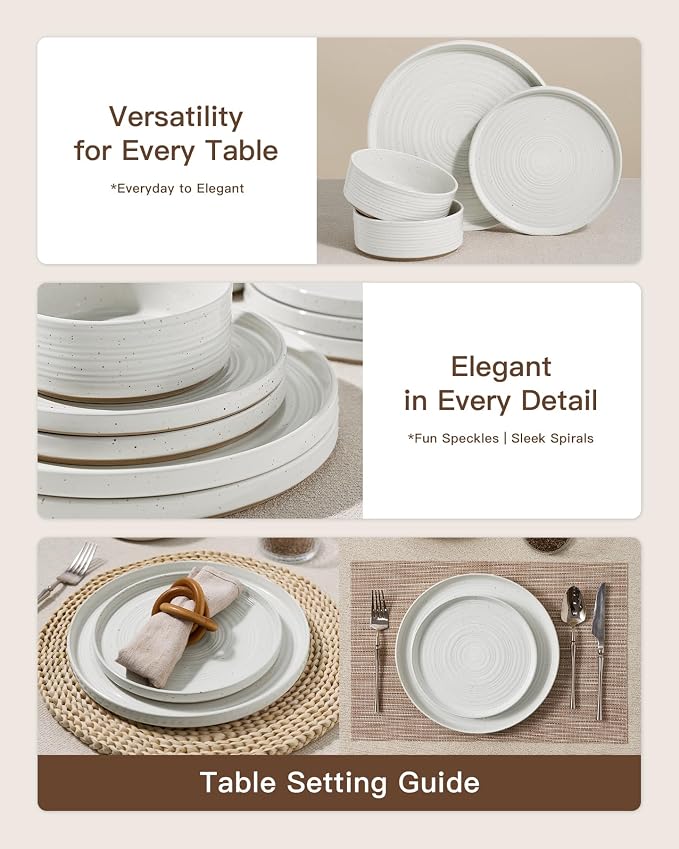 Stoneware Dinnerware Set for 8, Plates and Bowls - Image 4